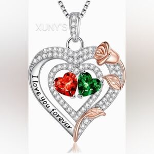Sterling silver Rose Hart birthstone necklace